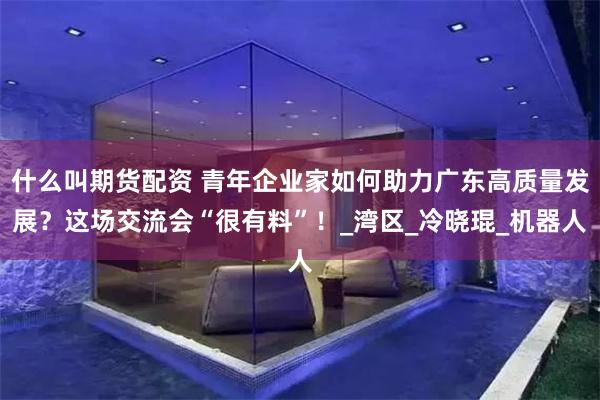 什么叫期货配资 青年企业家如何助力广东高质量发展？这场交流会“很有料”！_湾区_冷晓琨_机器人