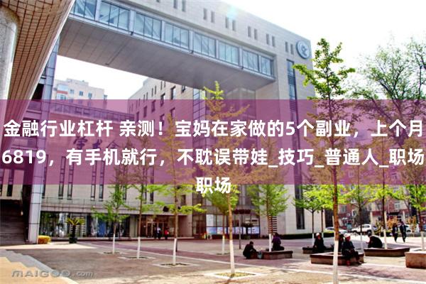 金融行业杠杆 亲测！宝妈在家做的5个副业，上个月6819，有手机就行，不耽误带娃_技巧_普通人_职场