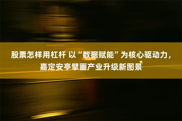 股票怎样用杠杆 以“数据赋能”为核心驱动力，嘉定安亭擘画产业升级新图景